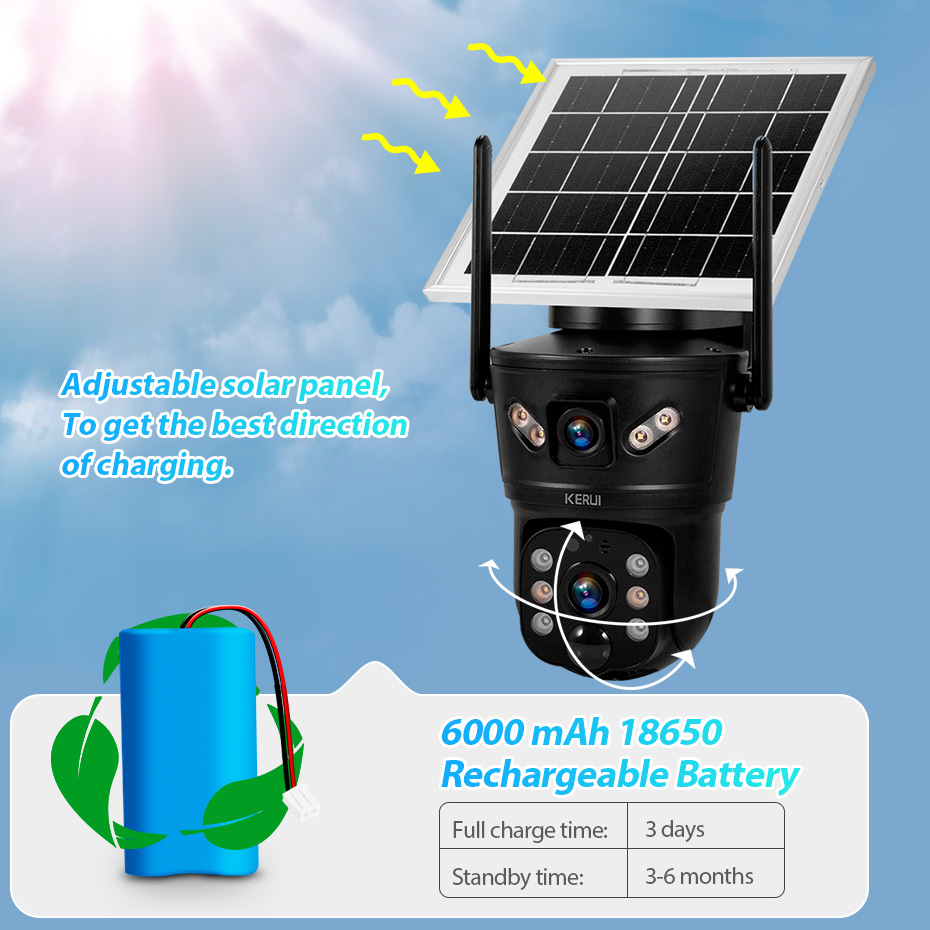 Home Security Technician - KERUI 6MP 4G SIM WiFi Solar