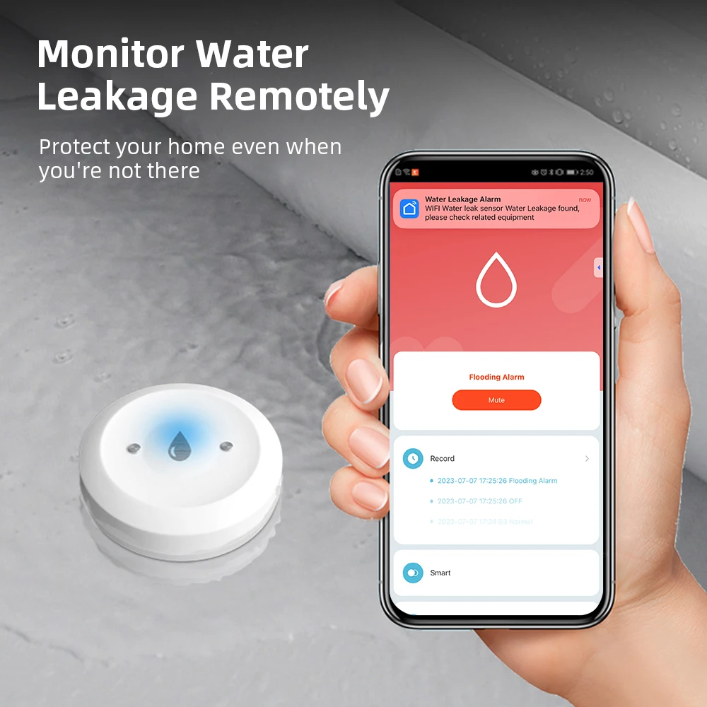 Home Security With Ai - Zigbee Water Leak Sensor for Tuya