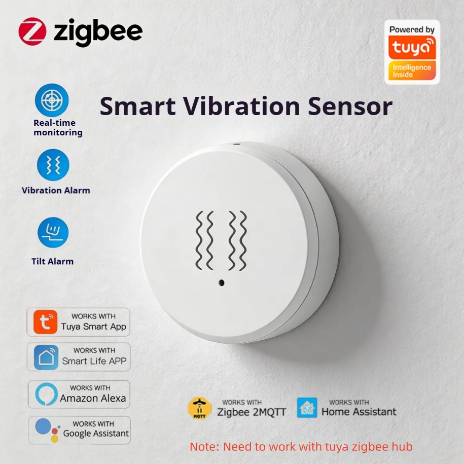 Home Security With Alarm - Tuya Zigbee Smart Vibration Sensor Real-Time