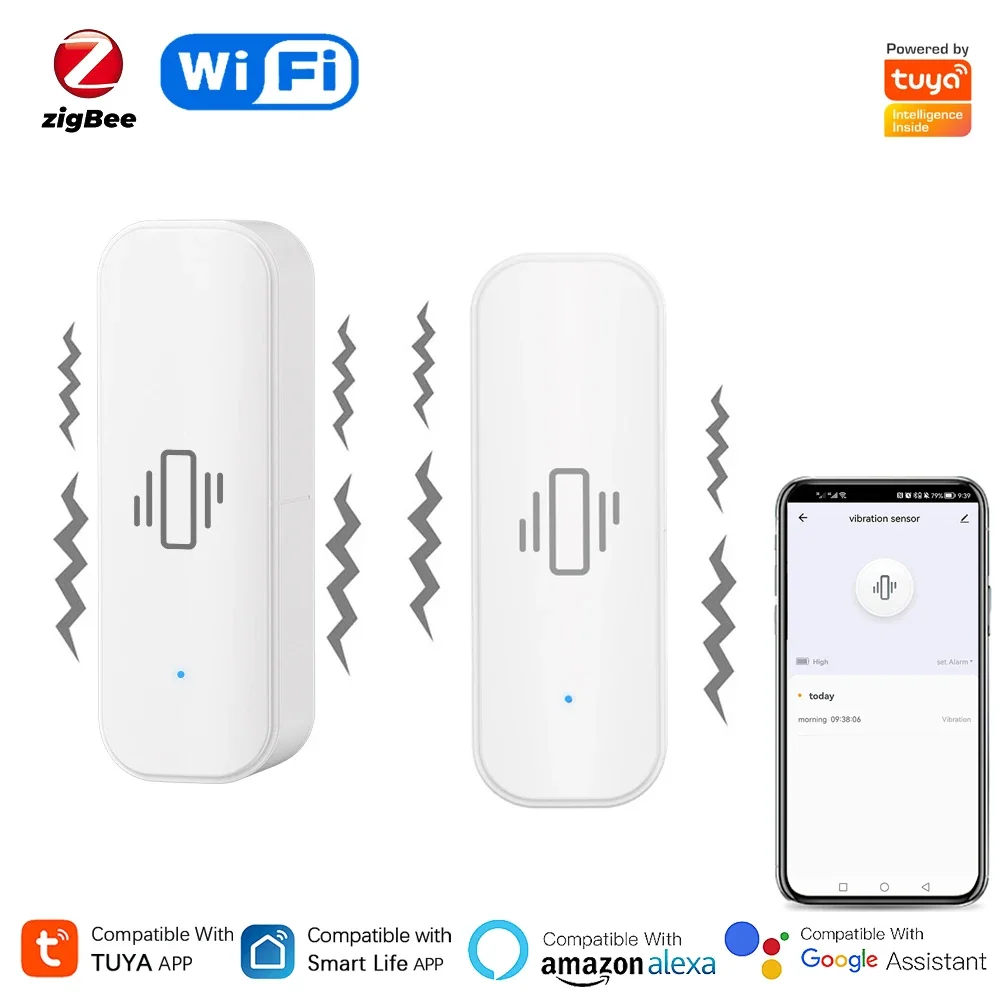 Home Security With Alarm - Tuya WiFi/Zigbee Smart Vibration Sensor Home