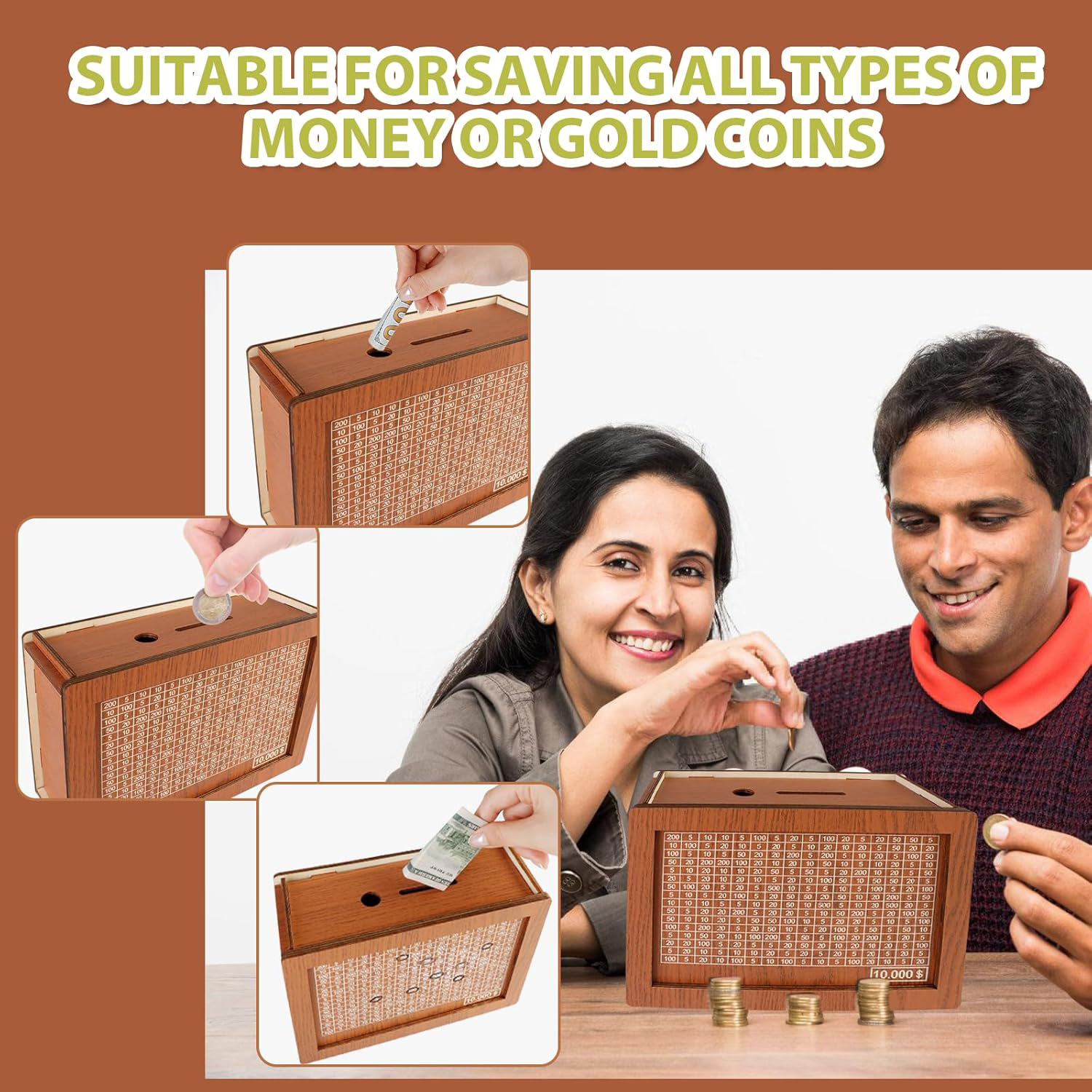 Wooden Savings Challenge Box,  - đánh giá và giá Home Security Number