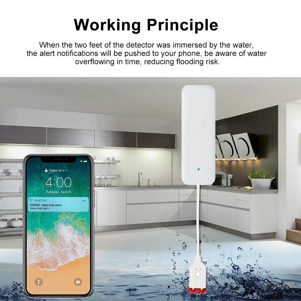 Tuya WiFi Smart Water Leak Sen - đánh giá và giá Home Security With Ai