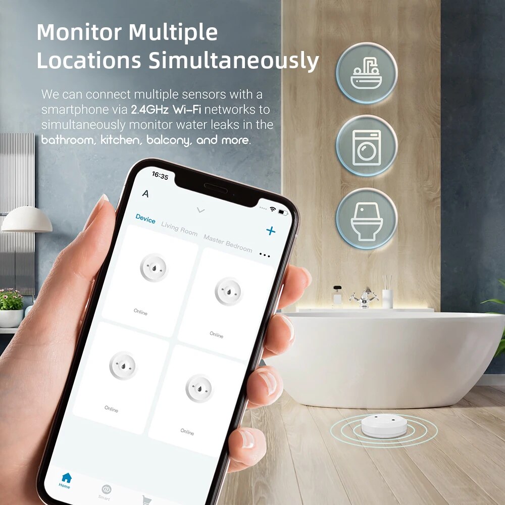 Zigbee Water Leak Sensor for T - đánh giá và giá Home Security With Ai
