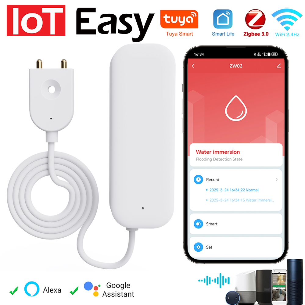 Tuya WiFi ZigBee Water Sensor  - đánh giá và giá Home Security With Ai